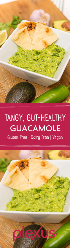 No party is complete without a bowl of guacamole—the bigger, the better. In this recipe, we throw out artificial additives and replace them with gut-healthy sauerkraut. 
