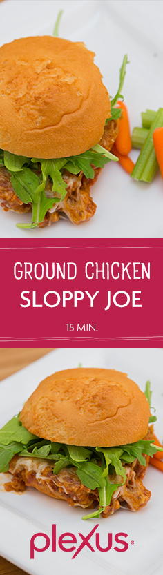 A traditional sloppy joe with a twist. It’s a classic, kid-friendly, gluten free, healthy recipe made with ground chicken, organic ketchup, brown sugar, and mozzarella cheese.