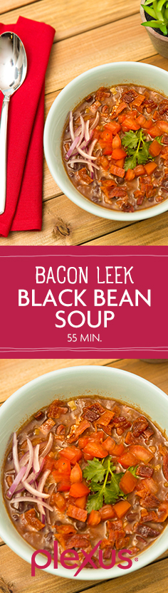 A gut friendly bacon leek black bean soup recipe, one sure to give your taste buds a whirl. This easy to make, nutritious, and filling black bean soup is made with black beans, chicken broth, and fresh produce. 