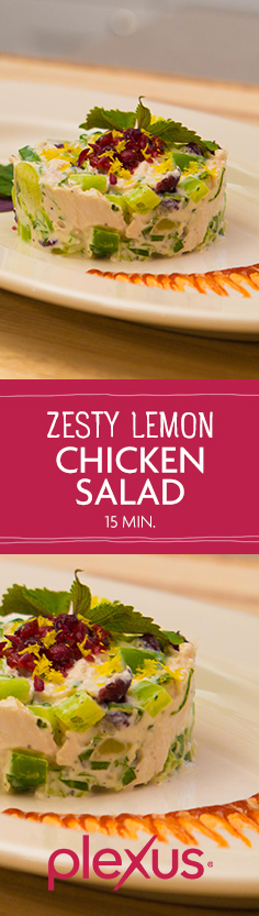 How do you make the best chicken salad ever? Substitute fatty mayo for zesty, gut-healthy lemon Greek yogurt. Try it for yourself! 