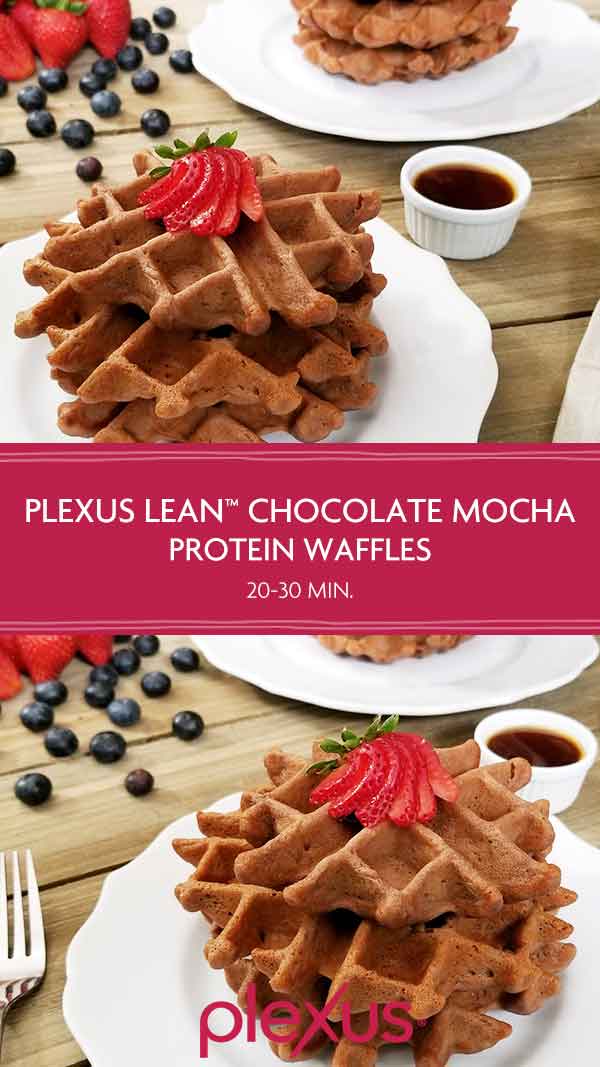 Delicious and nutritious chocolate mocha protein waffles made with none other than the Plexus Lean™ protein powder. It’s a morning treat, guilt-free. 