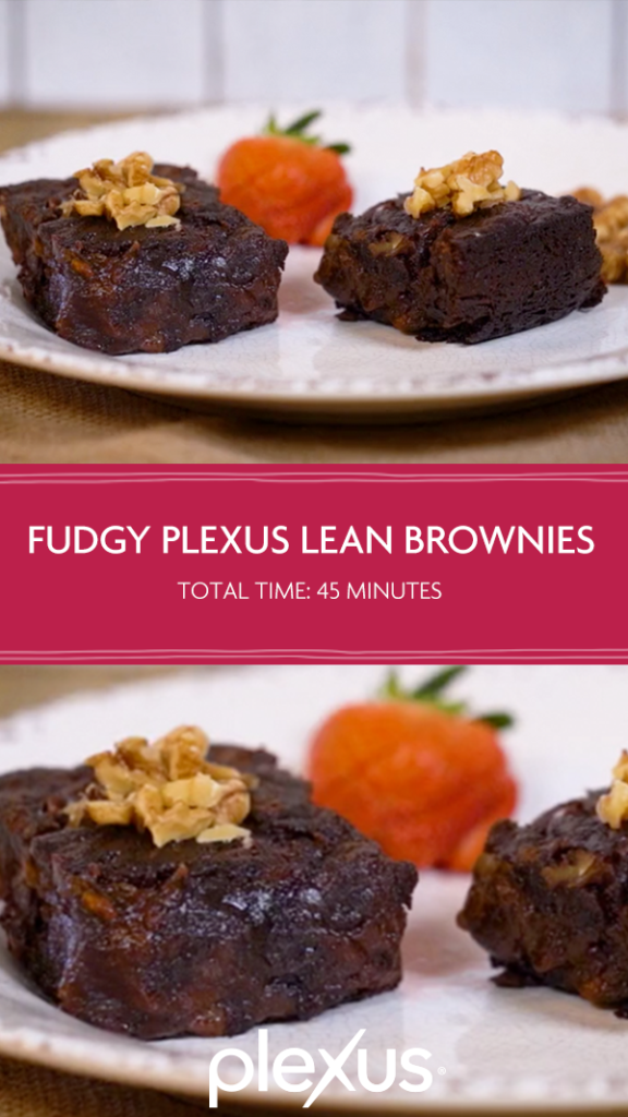 Satisfy your sweet tooth with these healthy and delicious Fudgy Lean Brownies made with Plexus Lean Vegetarian Chocolate Mocha protein powder. It’s a fudge-tastic dessert option! 